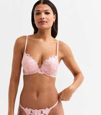 Pink Floral Applique Boost Bra