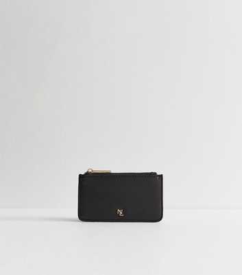 Black Faux Leather Zip Pocket Cardholder