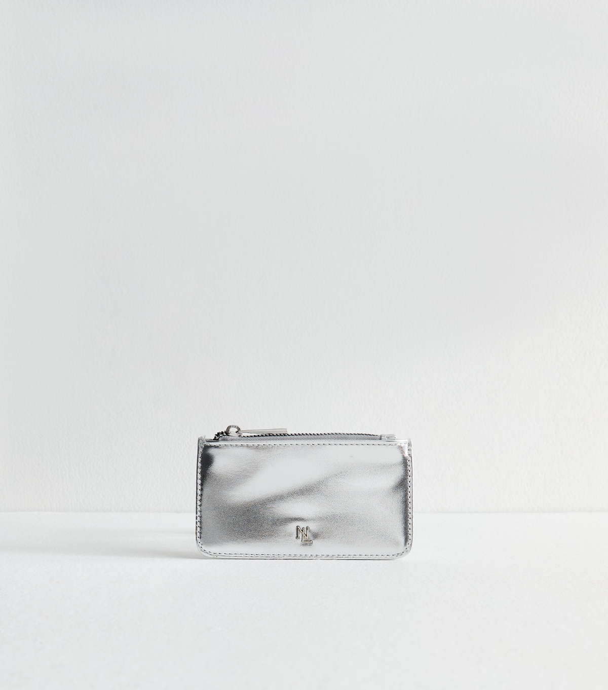 Silver Faux Leather Zip Pocket Cardholder New Look