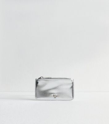 Silver Faux Leather Zip Pocket Cardholder | New Look