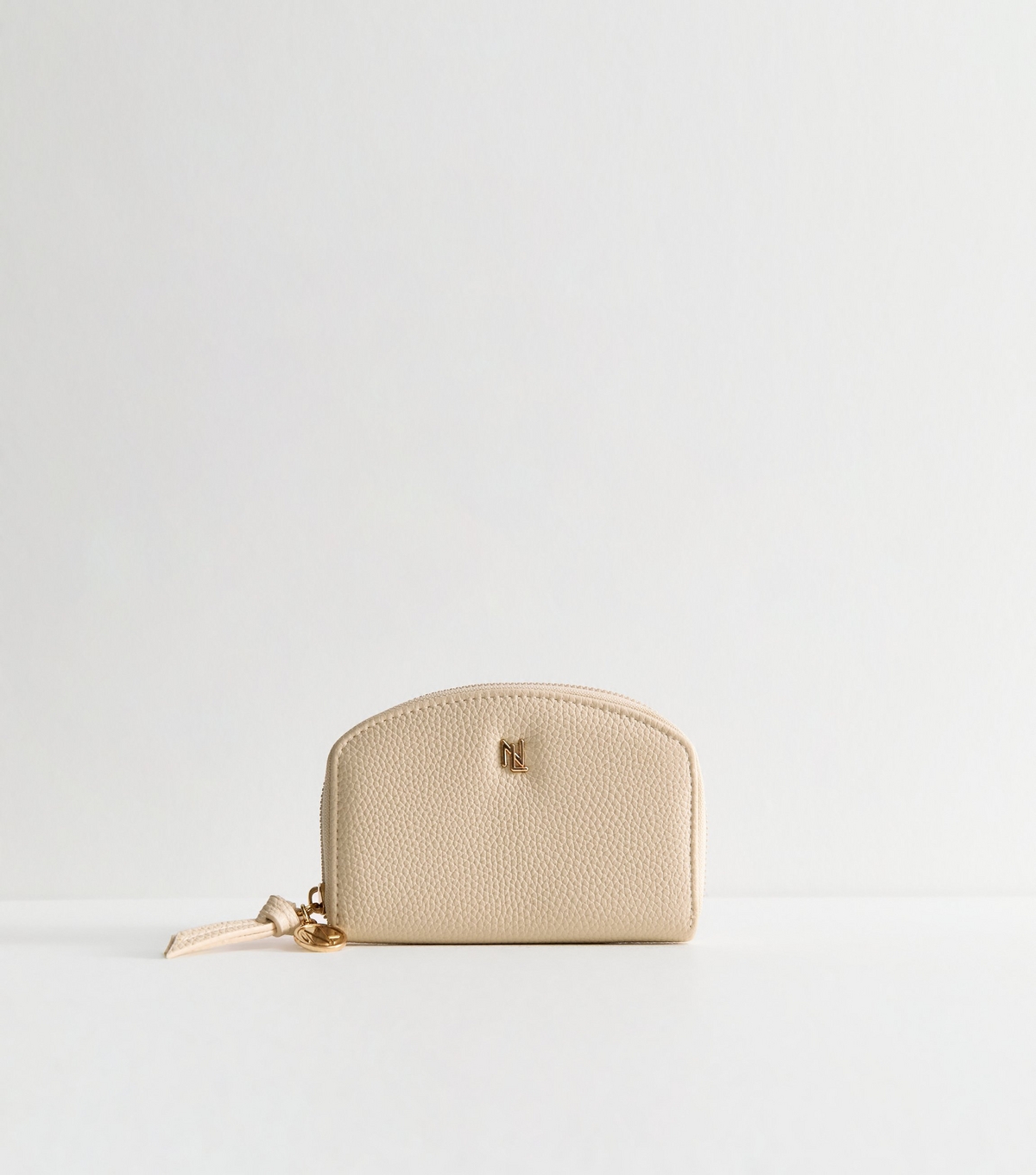 Cream Grained Faux Leather Zip Around Purse New Look