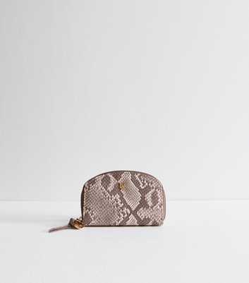 Grey Snake Print Faux Leather Purse