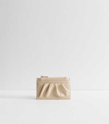 Cream Ruched Faux Leather Cardholder