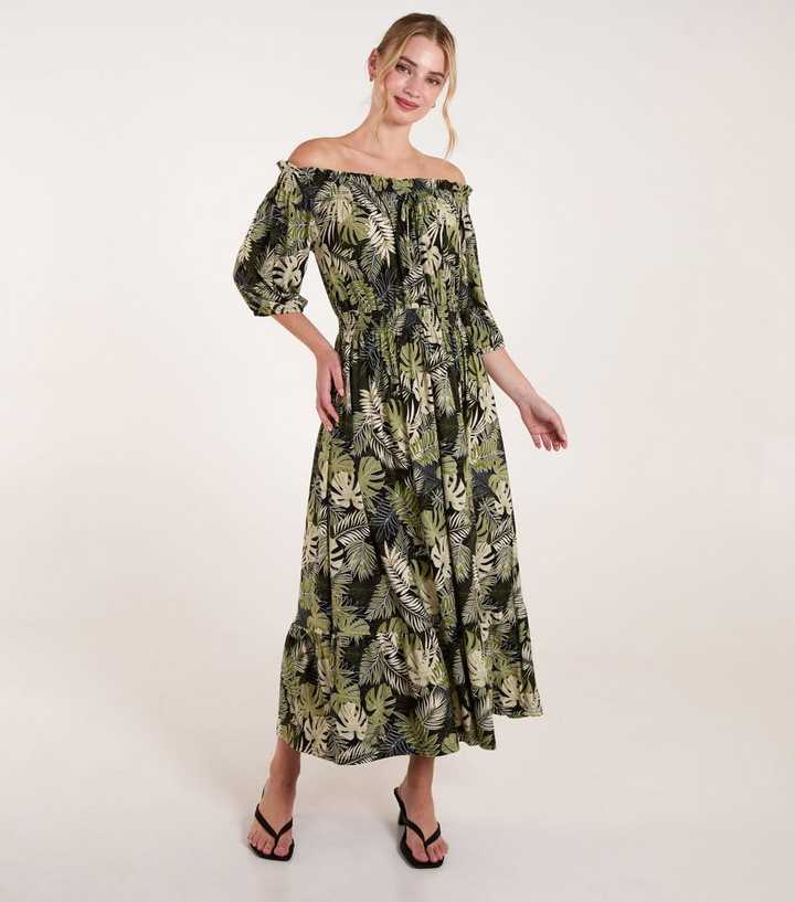 Blue Vanilla Green Bardot Maxi Dress | New Look