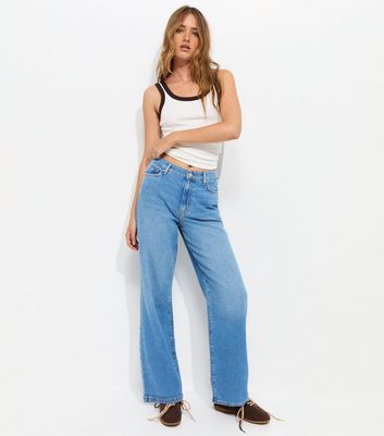 Blue Elasticated Waist Wide Leg Jeans | New Look