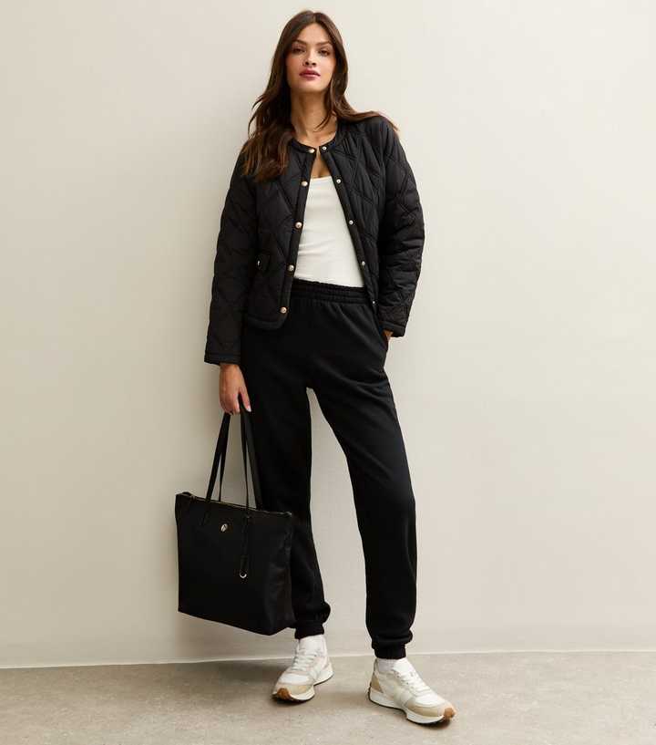 Tall Black Cuffed Jersey Joggers