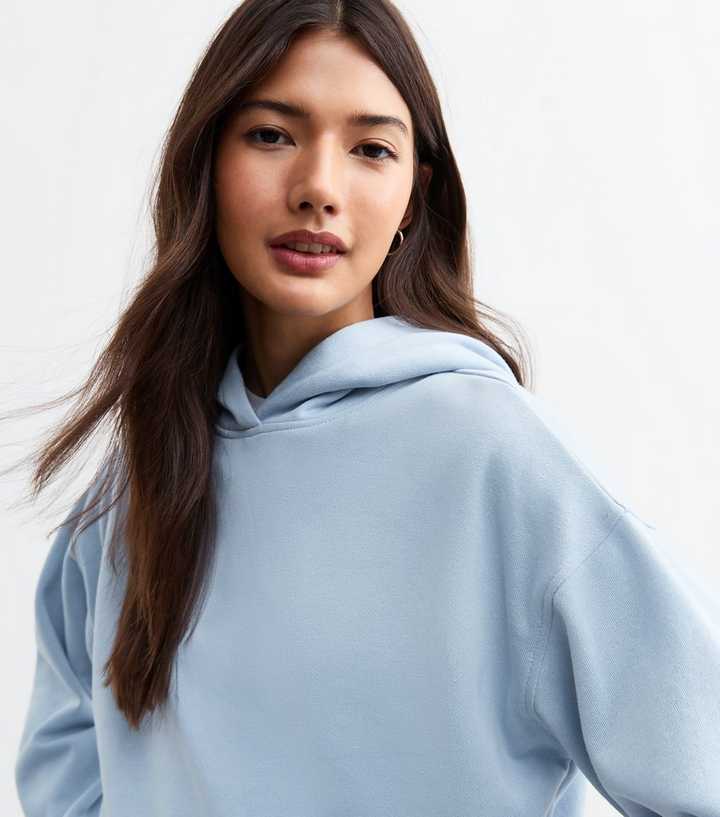Light Blue Pullover Hoodie New Look