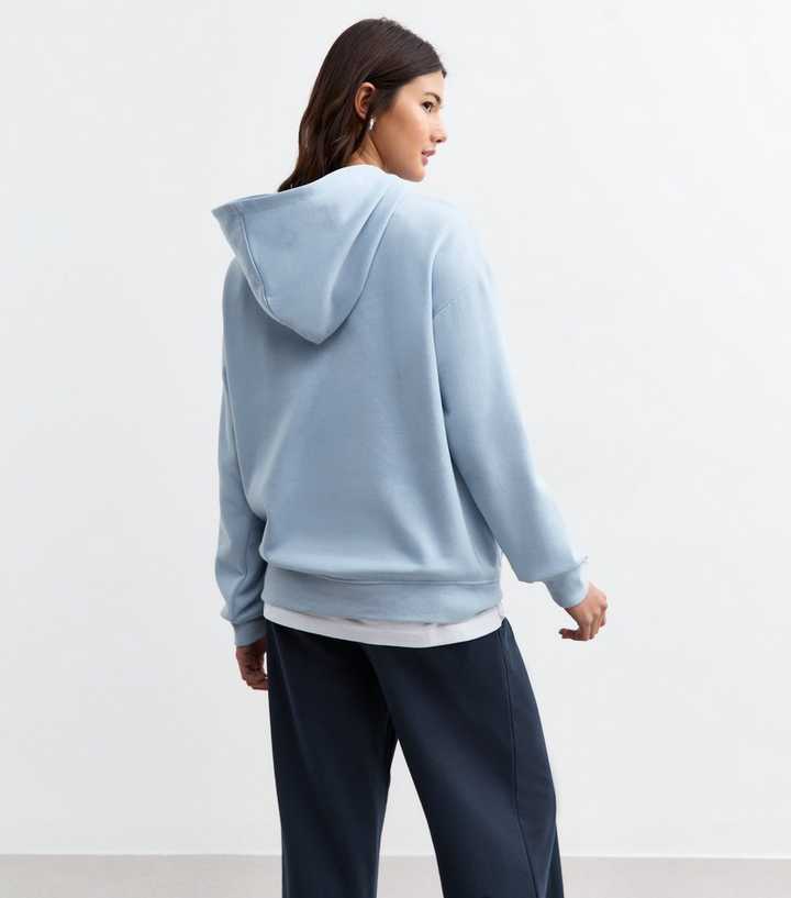 Light Blue Pullover Hoodie New Look