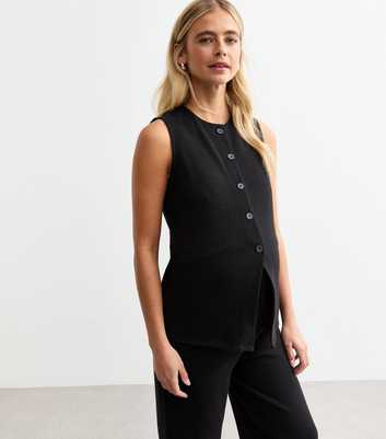 Maternity Black Soft Touch Buttoned Waistcoat