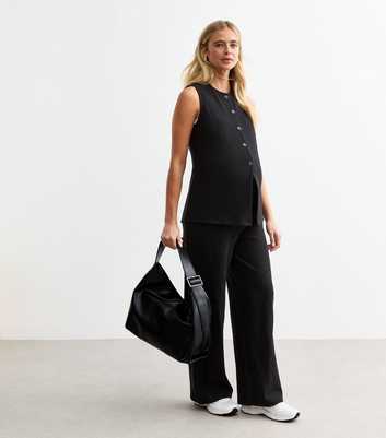 Maternity Black Soft Touch Wide Leg Trousers