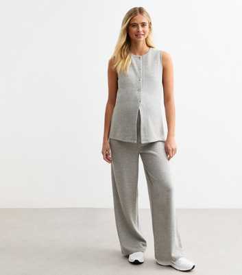 Maternity Grey Soft Touch Wide Leg Trousers