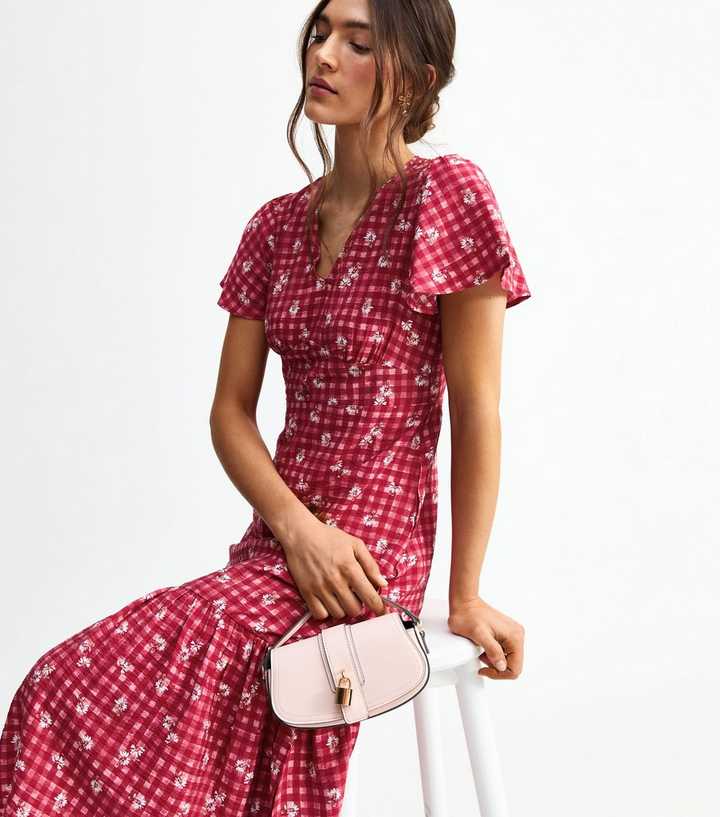 strapless open back dress Daze Dress Red Gingham | Occasion Dress in Sizes XXS–6X main image 1