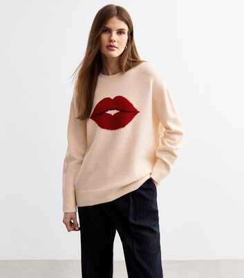 Cream Lips Illustration Jumper