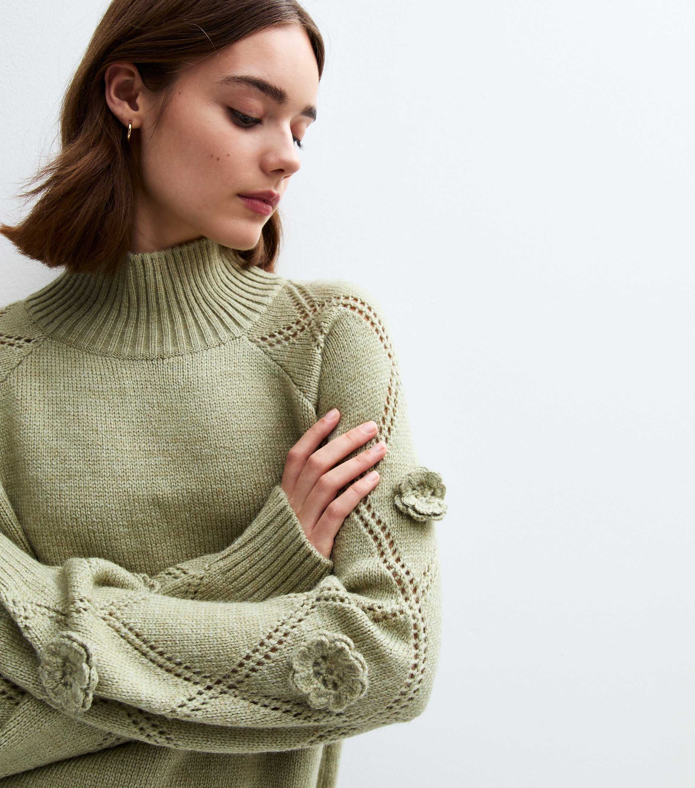 Green Floral Appliqu High Neck Jumper New Look Green Floral Appliqu High Neck Jumper New Look