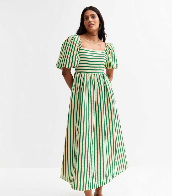 knee length dresses for ladies Striped Silk Midi Dress main image 1