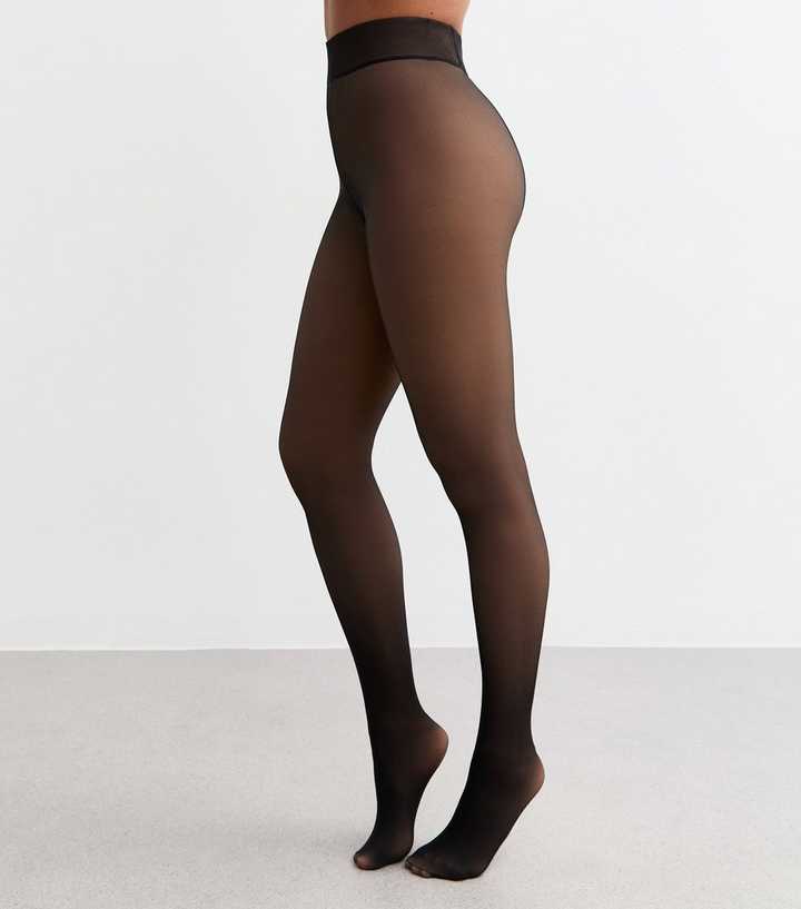 Black Sheer Effect Fleece-Lined Tights