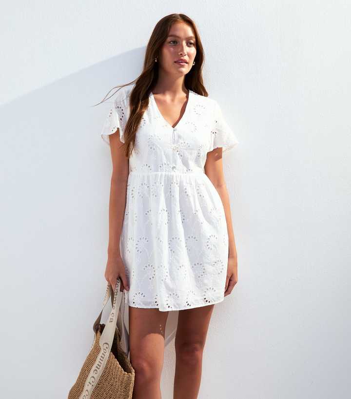 Lace New Look White Summer Dress White Lace Trim Shirred Mini Dress Lace New Look White Summer Dress White Lace Trim Shirred Mini Dress