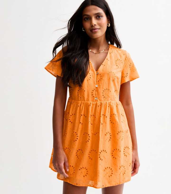 orange broderie anglaise dress LTS Tall Women's Maternity Rust Orange Broderie Anglaise Cotton Midi Dress