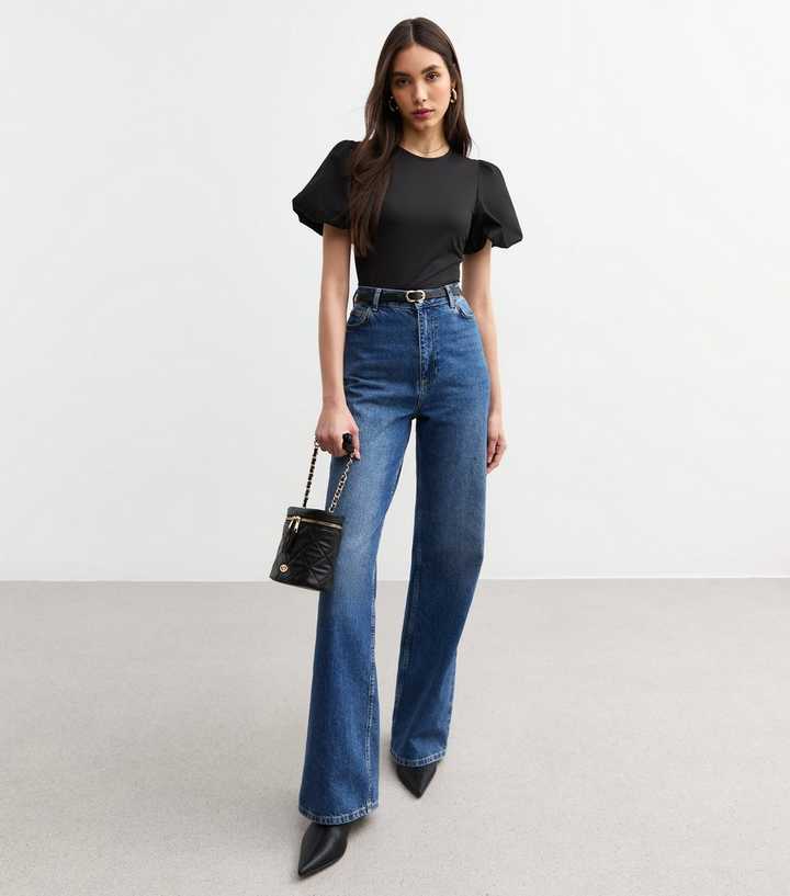 Black Puff Sleeve Bodysuit