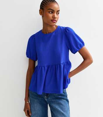 Tall Bright Blue Tie Back Flared Hem Top