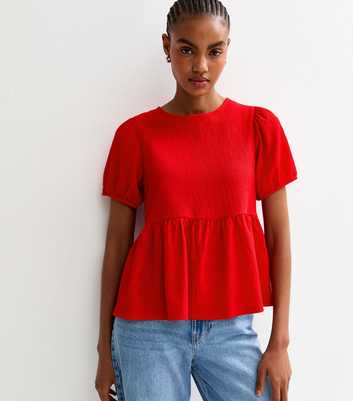 Tall Red Tie Back Flared Hem Top