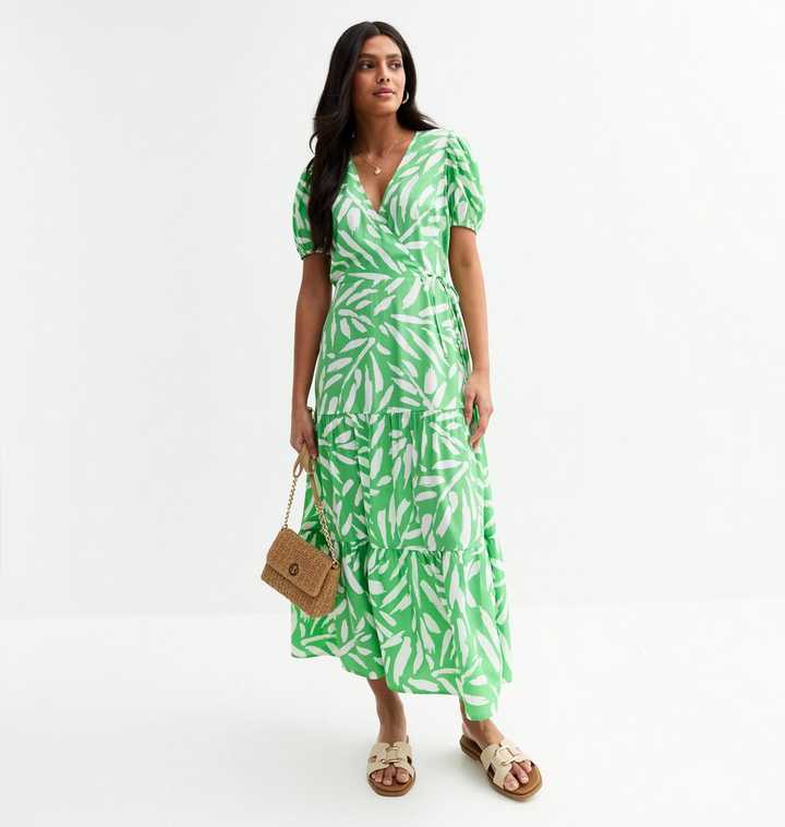 new look green floral wrap dress Daydream Dress | Mint Asymmetrical Dress in Linen main image 0