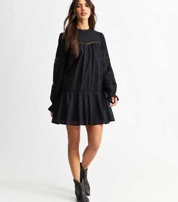 Black Lace Insert Mini Dress