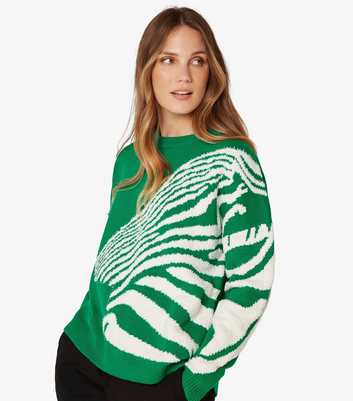 Apricot Green Zebra Oversized Jumper 