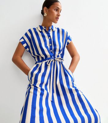 princess polly baby blue dress Polo Ralph Lauren STRIPED COTTON OXFORD BELTED SHIRTDRESS - Shirt dress -  harbor island blue/white/light blue