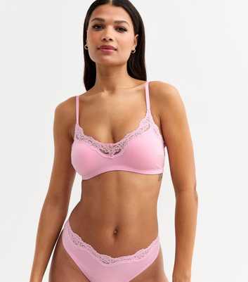 Pink Lace Trim Bralette