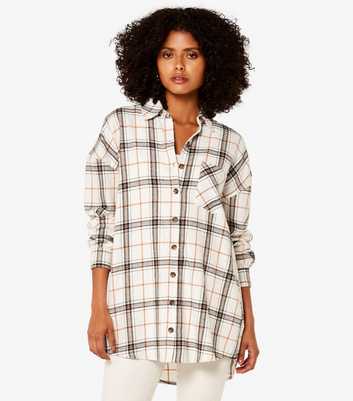 Apricot Check Oversized Flannel Shirt 