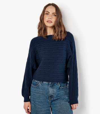 Apricot Navy Cable Stripe Jumper