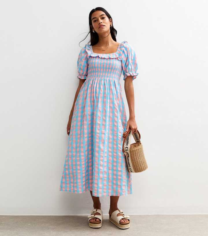 princess polly baby blue dress Cotton Smocked Fromer Dress main image 1