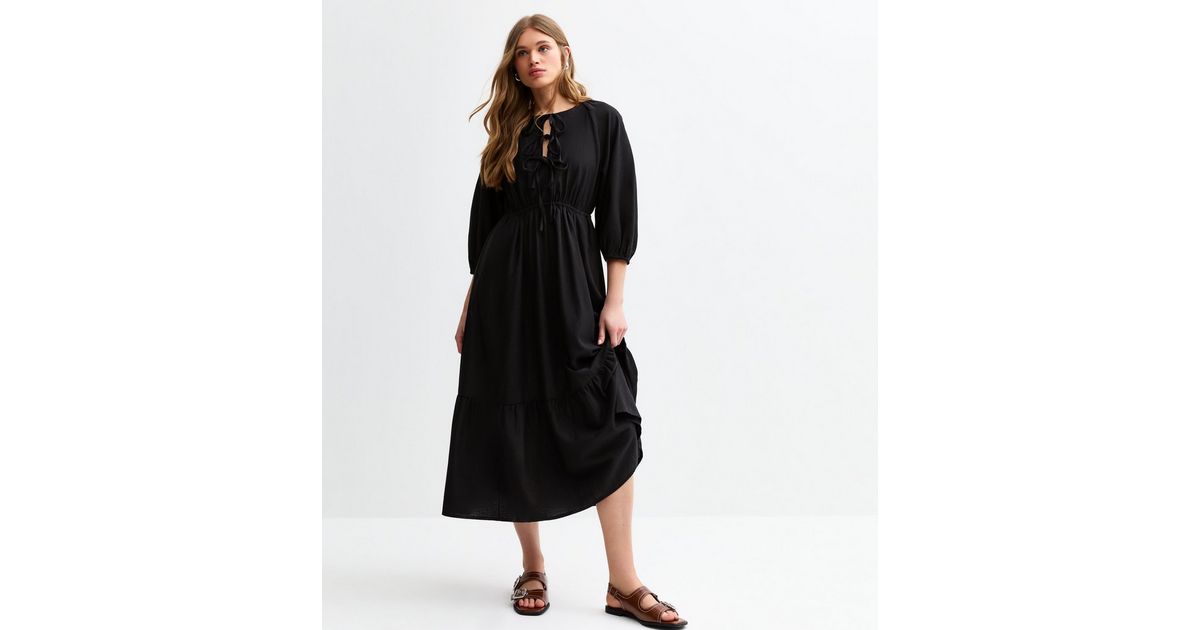 bohemian black dress Lace Patchwork Wrinkled Cotton Maxi Dresses Spring – Omychic Size:Medium (6-8) Length:Short Sydney Sweeney o por