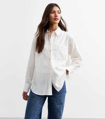 White Long Sleeve Cotton Linen Shirt 