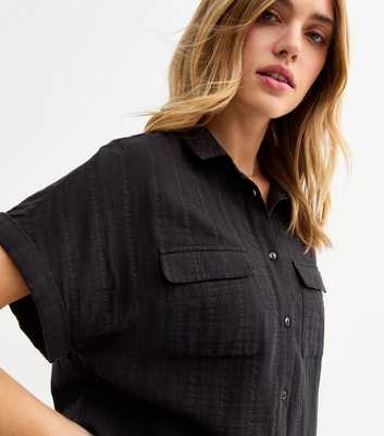 Black Striped Flap Pocket Shirt