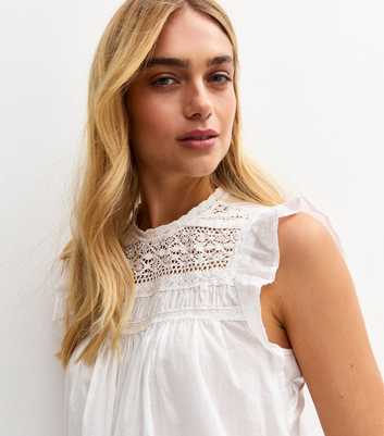 White Lace Panelled Sleeveless Top