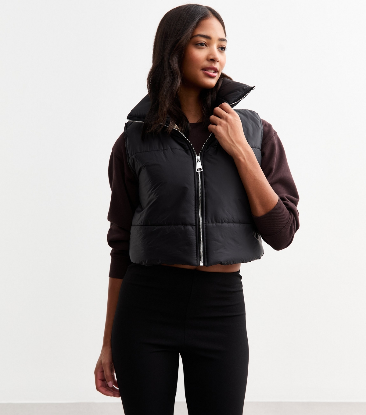 Women's Black Quilted Gilet Gini London New Look