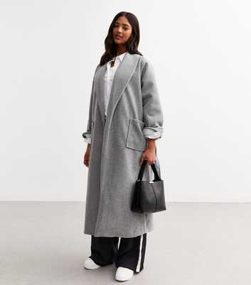 Gini London Grey Oversized Belted Longline Coat