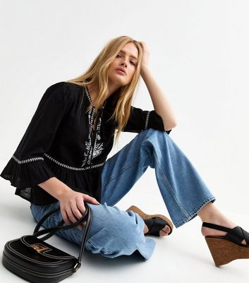 embroidered smock top