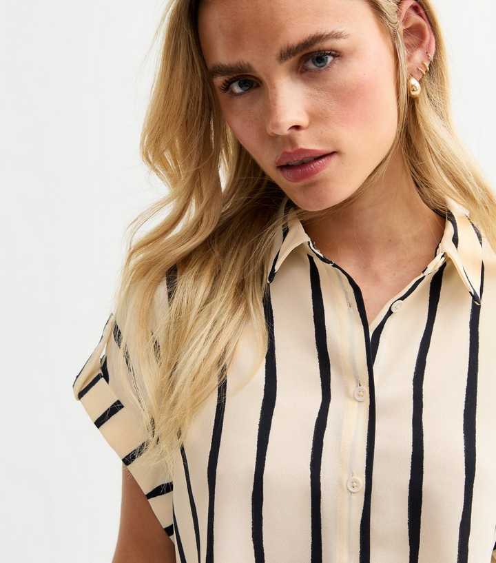 Petite Cream Striped Shirt