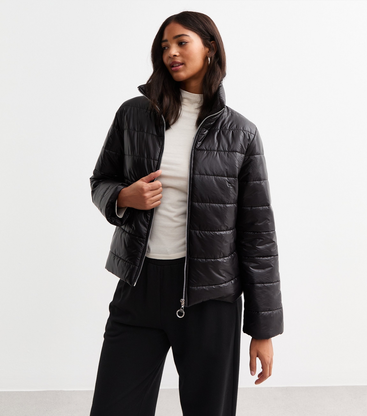 Women's Black Quilted Jacket Gini London New Look