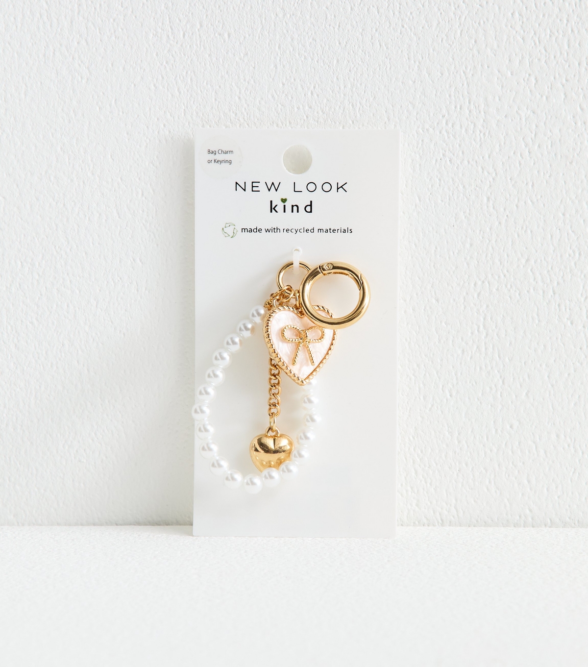 Gold Faux Pearl Bow Bag Charm New Look