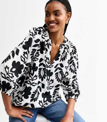 Tall White Floral Print Top