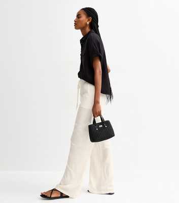 Tall White Linen Look Wide Leg Trousers