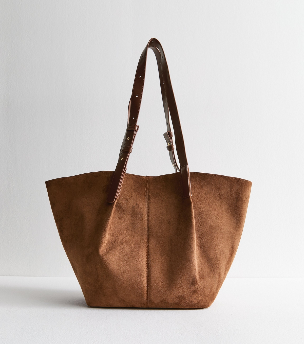 Tan Faux Suede Large Tote Bag New Look