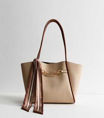 Stone Rolled Seam Faux Leather Tote Bag