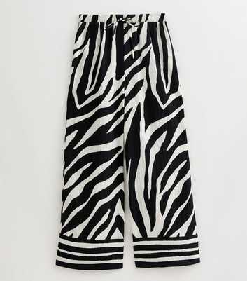 Black Zebra Print Wide Leg Trousers