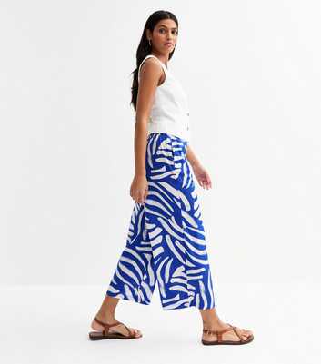 Blue Abstract Print Wide Leg Trousers