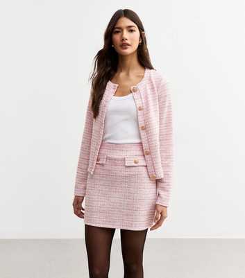 Pink Metallic Boucle Mini Skirt